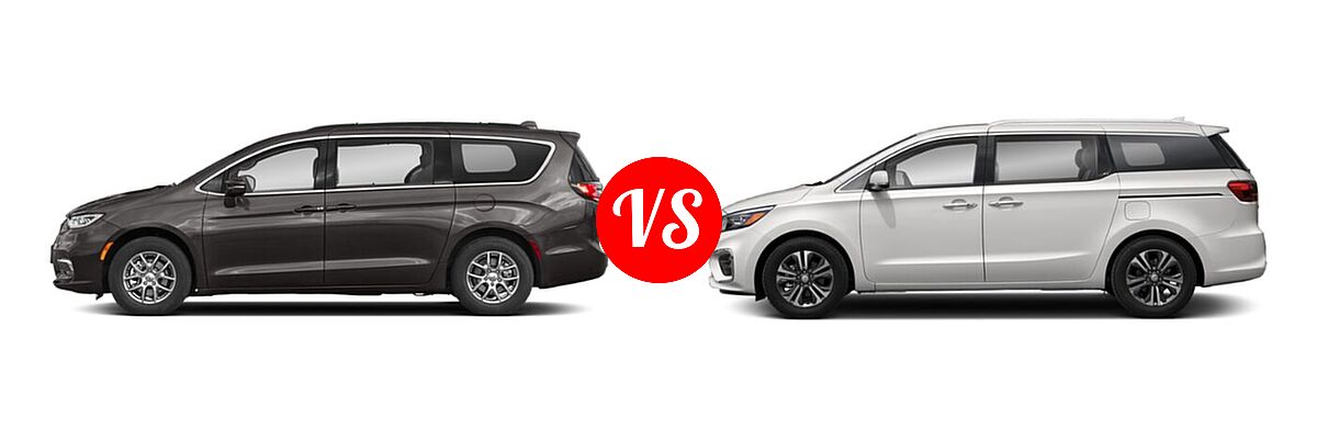 2021 Chrysler Pacifica Minivan Limited / Pinnacle / Touring / Touring L vs. 2021 Kia Sedona Minivan SX - Side Comparison