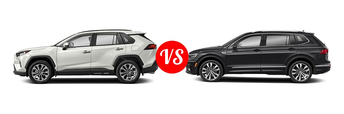2021 Toyota RAV4 SUV Limited vs. 2021 Volkswagen Tiguan SUV SEL Premium R-Line - Side Comparison