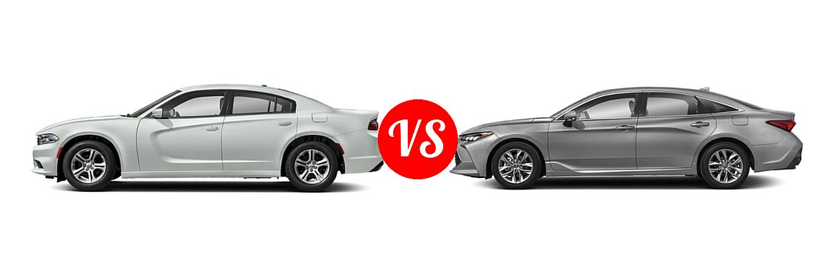 2021 Dodge Charger Scat Pack Widebody Sedan Scat Pack Widebody vs. 2021 Toyota Avalon Sedan XLE - Side Comparison