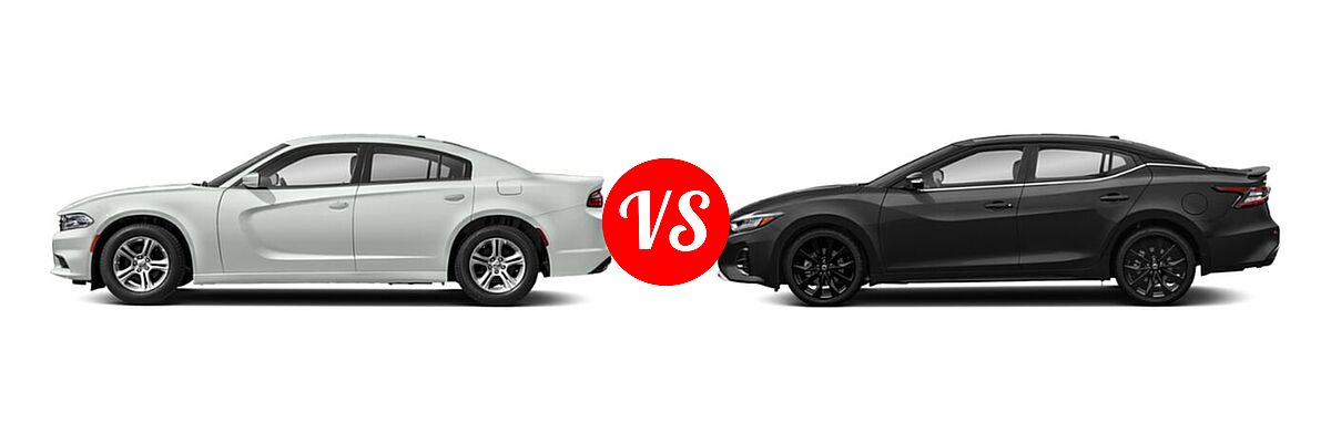 2021 Dodge Charger Scat Pack Widebody Sedan Scat Pack Widebody vs. 2021 Nissan Maxima Sedan SR - Side Comparison