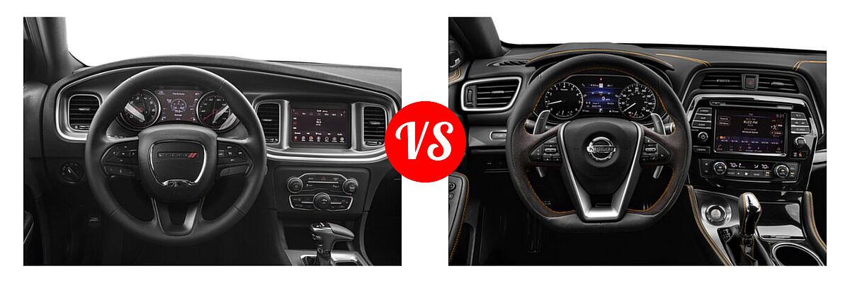2021 Dodge Charger Scat Pack Widebody Sedan Scat Pack Widebody vs. 2021 Nissan Maxima Sedan SR - Dashboard Comparison
