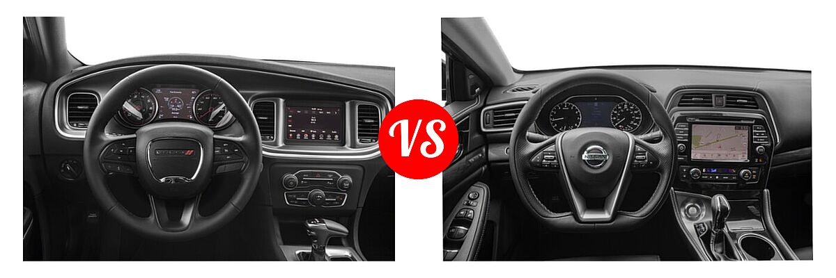 2021 Dodge Charger Scat Pack Widebody Sedan Scat Pack Widebody vs. 2021 Nissan Maxima Sedan Platinum - Dashboard Comparison