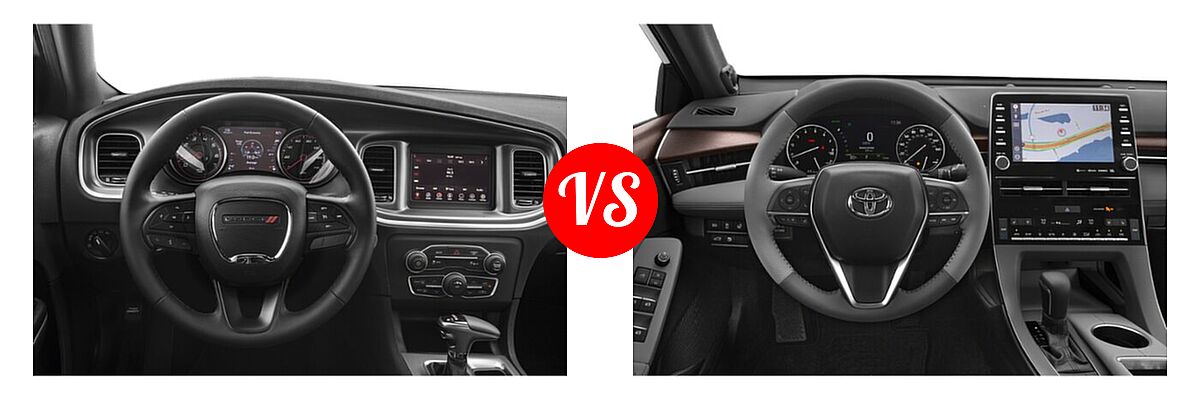 2021 Dodge Charger Scat Pack Widebody Sedan Scat Pack Widebody vs. 2021 Toyota Avalon Sedan Limited - Dashboard Comparison