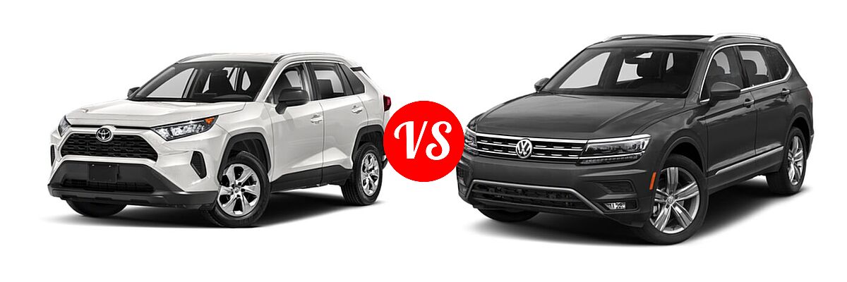 2021 Toyota RAV4 SUV LE vs. 2021 Volkswagen Tiguan SUV SEL - Front Left Comparison