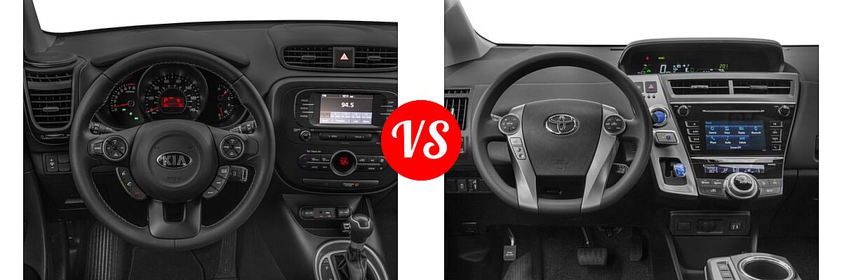 2017 Kia Soul Wagon + vs. 2017 Toyota Prius v Wagon Two - Dashboard Comparison