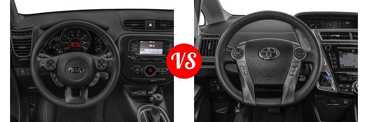 2017 Kia Soul Wagon + vs. 2017 Toyota Prius v Wagon Five - Dashboard Comparison
