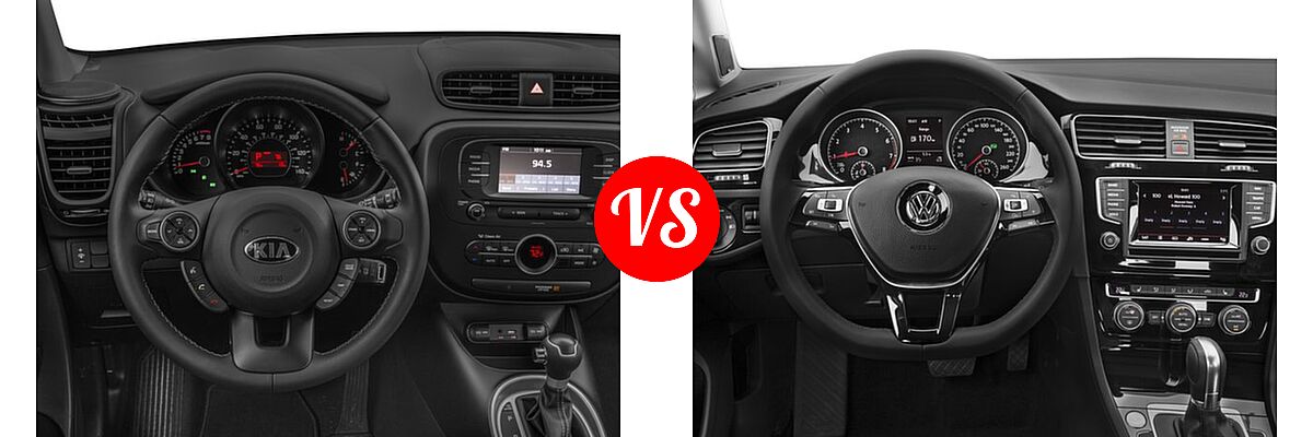 2017 Kia Soul Wagon + vs. 2017 Volkswagen Golf SportWagen Wagon S / SE / SEL - Dashboard Comparison