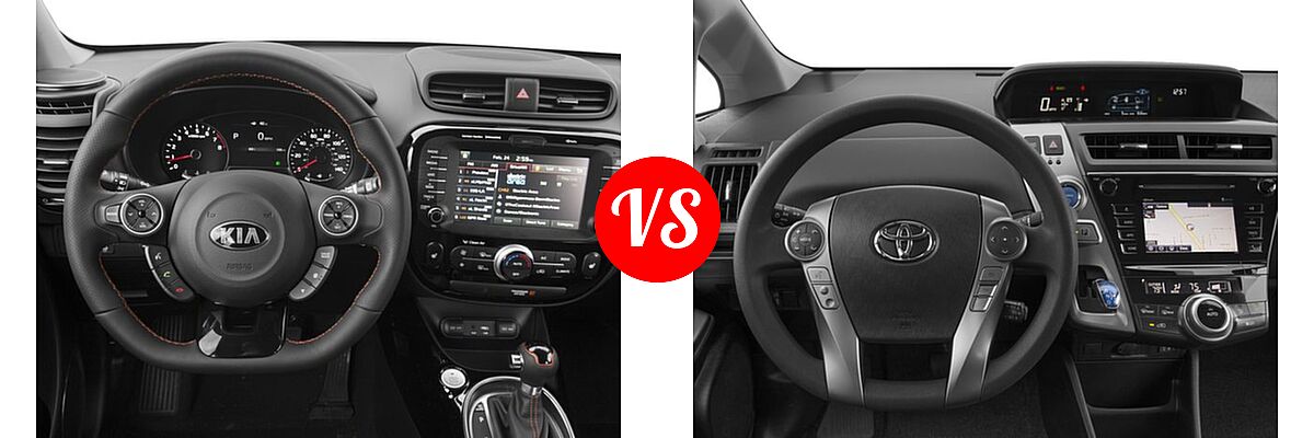 2017 Kia Soul Wagon ! vs. 2017 Toyota Prius v Wagon Four / Three - Dashboard Comparison