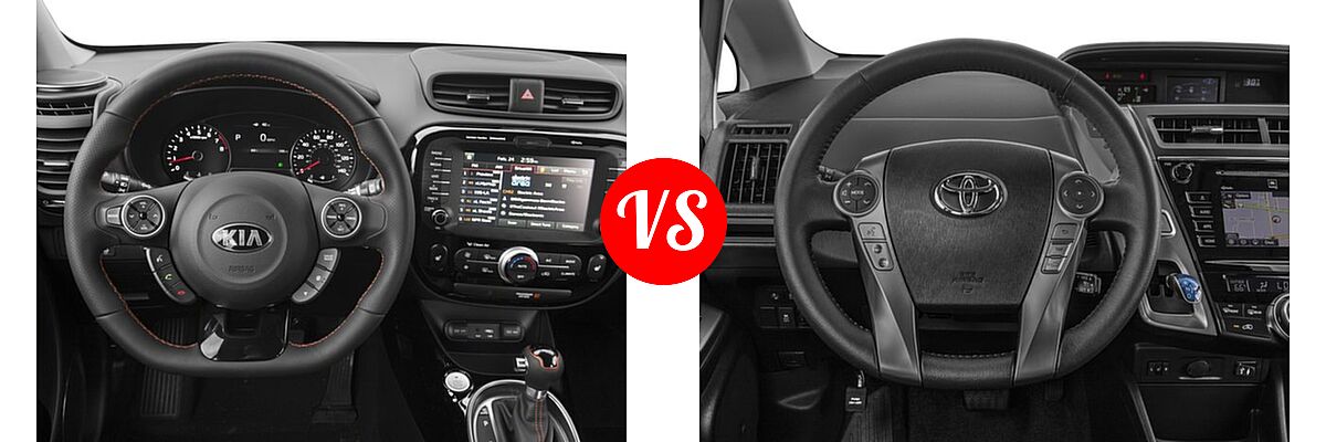 2017 Kia Soul Wagon ! vs. 2017 Toyota Prius v Wagon Five - Dashboard Comparison