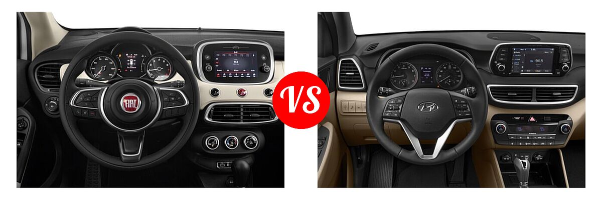 2021 FIAT 500X SUV Sport vs. 2021 Hyundai Tucson SUV Limited - Dashboard Comparison