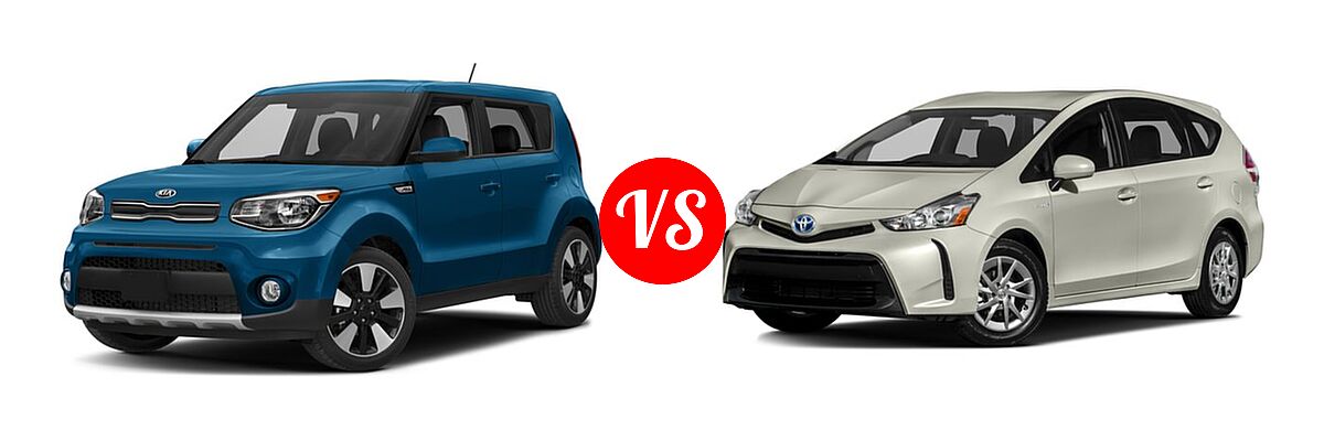 2017 Kia Soul Wagon + vs. 2017 Toyota Prius v Wagon Two - Front Left Comparison