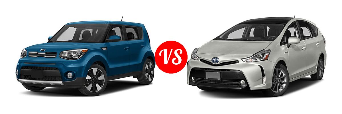 2017 Kia Soul Wagon + vs. 2017 Toyota Prius v Wagon Five - Front Left Comparison