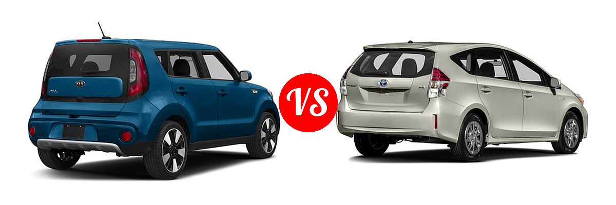 2017 Kia Soul Wagon + vs. 2017 Toyota Prius v Wagon Two - Rear Right Comparison