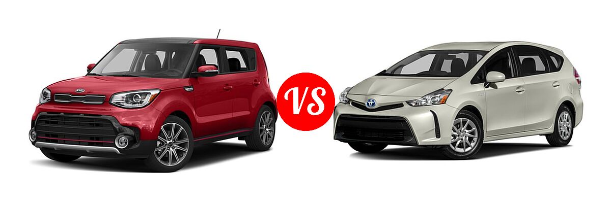 2017 Kia Soul Wagon ! vs. 2017 Toyota Prius v Wagon Two - Front Left Comparison