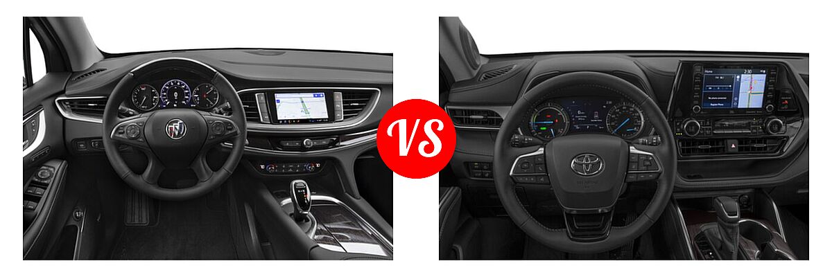 2020 Buick Enclave SUV Avenir vs. 2020 Toyota Highlander Hybrid SUV Hybrid Hybrid Limited - Dashboard Comparison