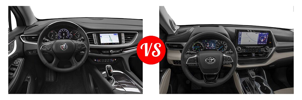 2020 Buick Enclave SUV Avenir vs. 2020 Toyota Highlander Hybrid SUV Hybrid Hybrid Platinum - Dashboard Comparison