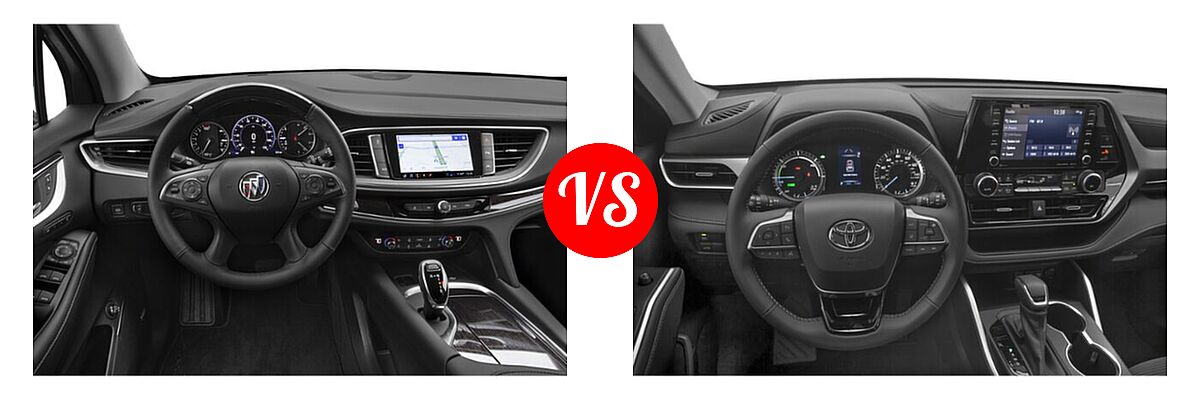 2020 Buick Enclave SUV Avenir vs. 2020 Toyota Highlander Hybrid SUV Hybrid Hybrid LE / Hybrid XLE - Dashboard Comparison