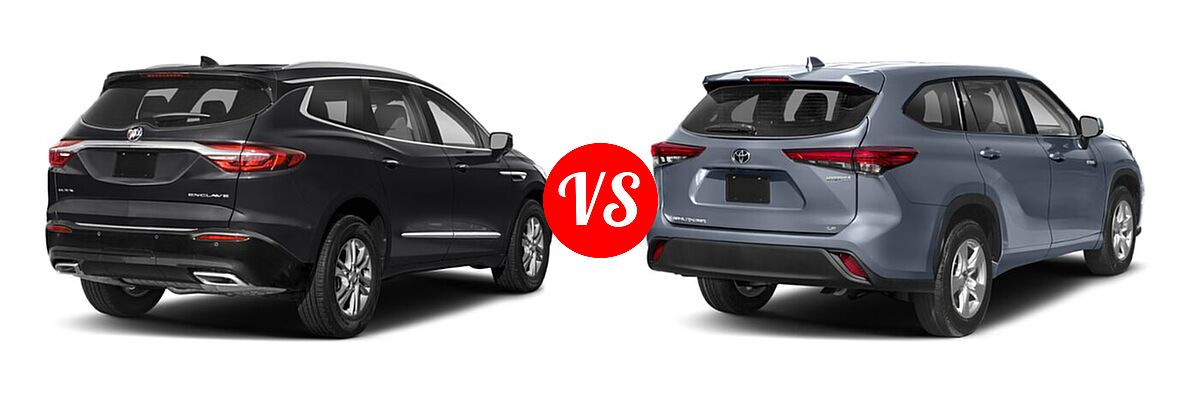 2020 Buick Enclave SUV Avenir vs. 2020 Toyota Highlander Hybrid SUV Hybrid Hybrid LE / Hybrid XLE - Rear Right Comparison