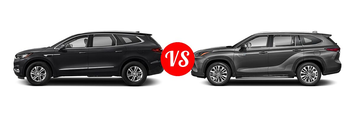 2020 Buick Enclave SUV Avenir vs. 2020 Toyota Highlander Hybrid SUV Hybrid Hybrid Platinum - Side Comparison