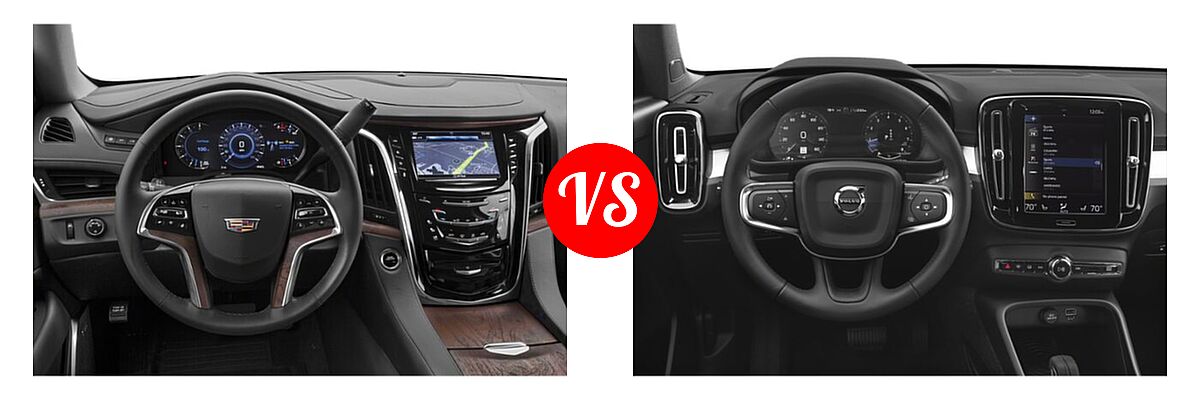 2020 Cadillac Escalade SUV 2WD 4dr / 4WD 4dr / Luxury / Platinum / Premium Luxury vs. 2019 Volvo XC40 SUV Momentum / R-Design - Dashboard Comparison