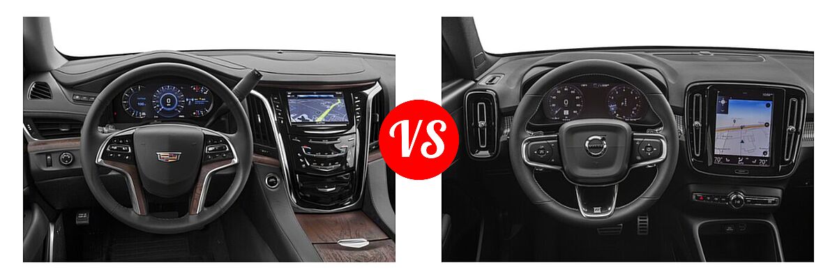 2020 Cadillac Escalade SUV 2WD 4dr / 4WD 4dr / Luxury / Platinum / Premium Luxury vs. 2019 Volvo XC40 SUV R-Design - Dashboard Comparison