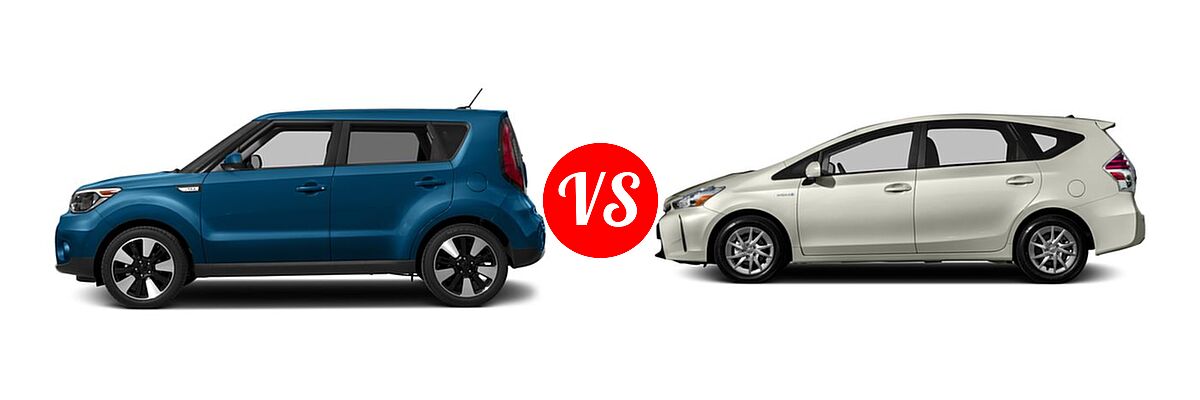 2017 Kia Soul Wagon + vs. 2017 Toyota Prius v Wagon Two - Side Comparison