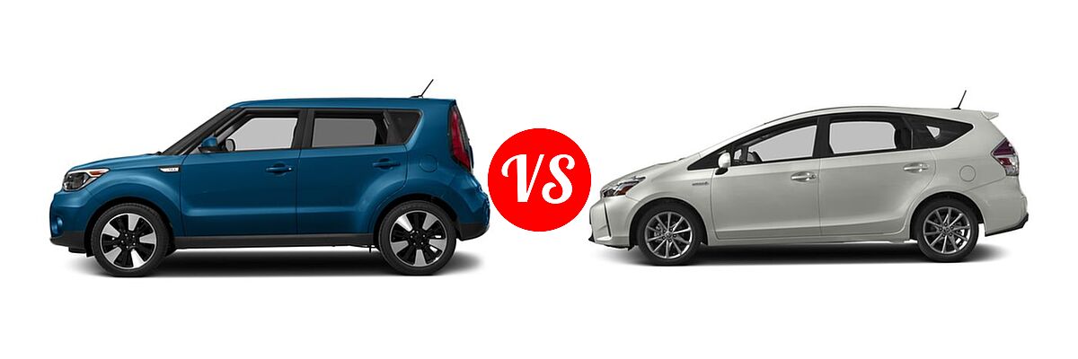 2017 Kia Soul Wagon + vs. 2017 Toyota Prius v Wagon Five - Side Comparison
