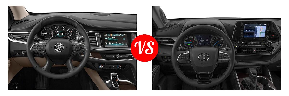 2020 Buick Enclave SUV Essence / Preferred / Premium vs. 2020 Toyota Highlander Hybrid SUV Hybrid Hybrid Limited - Dashboard Comparison