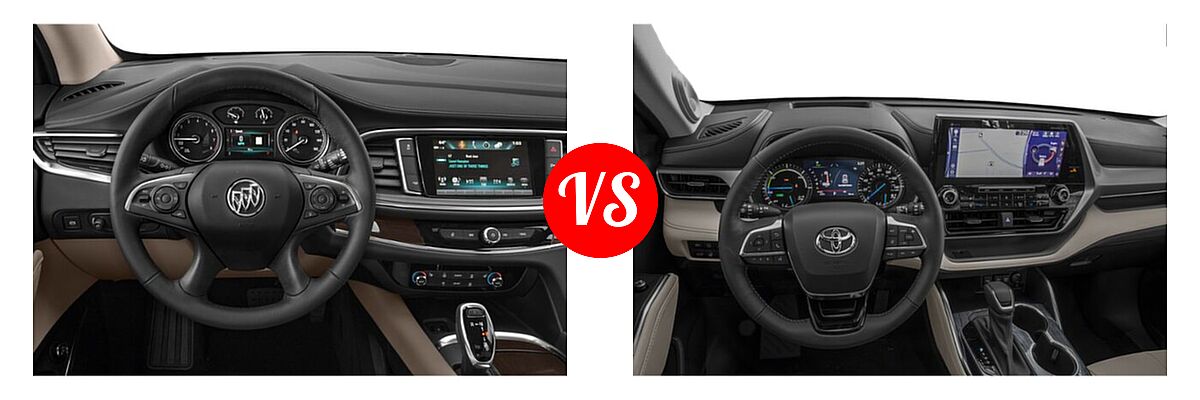 2020 Buick Enclave SUV Essence / Preferred / Premium vs. 2020 Toyota Highlander Hybrid SUV Hybrid Hybrid Platinum - Dashboard Comparison
