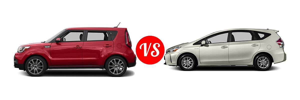 2017 Kia Soul Wagon ! vs. 2017 Toyota Prius v Wagon Two - Side Comparison