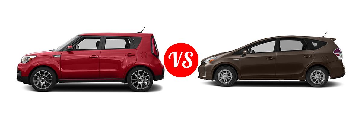 2017 Kia Soul Wagon ! vs. 2017 Toyota Prius v Wagon Four / Three - Side Comparison