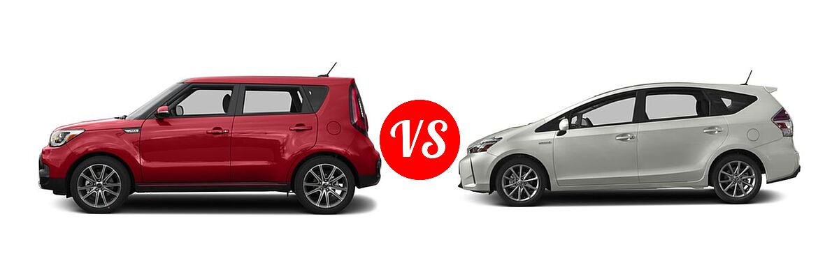 2017 Kia Soul Wagon ! vs. 2017 Toyota Prius v Wagon Five - Side Comparison