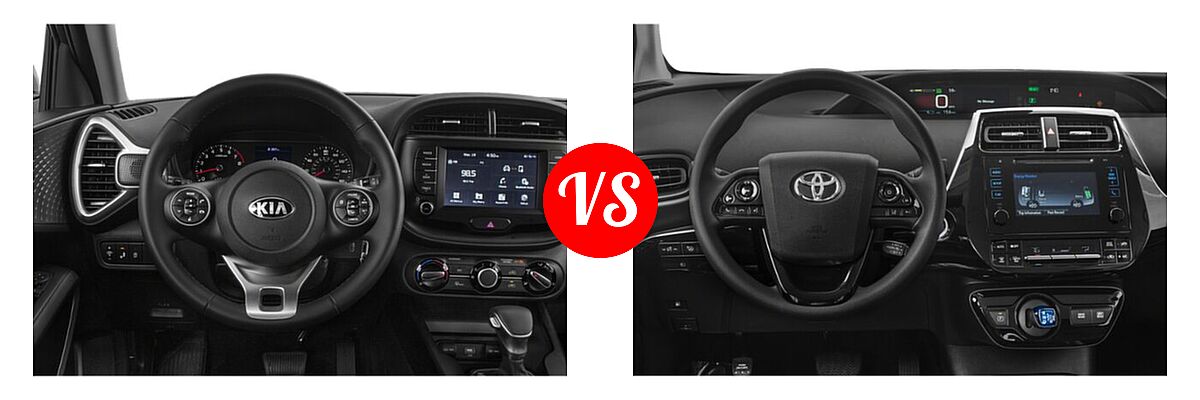 2020 Kia Soul Hatchback GT-Line Turbo / LX / S / X-Line vs. 2020 Toyota Prius Hatchback Hybrid L Eco / LE / Limited / XLE - Dashboard Comparison
