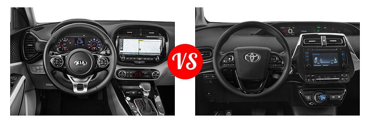 2020 Kia Soul Hatchback EX vs. 2020 Toyota Prius Hatchback Hybrid L Eco / LE / Limited / XLE - Dashboard Comparison
