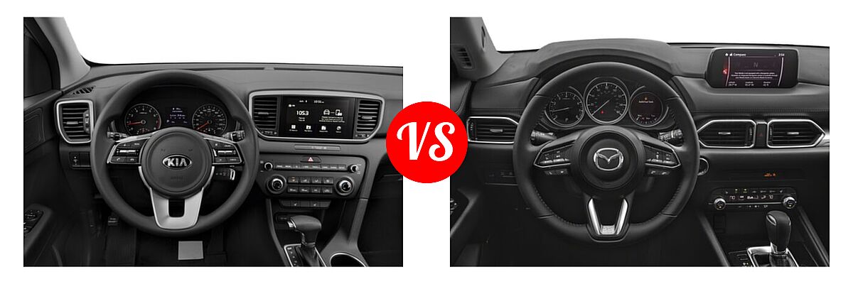 2020 Kia Sportage SUV EX / LX / S / SX Turbo vs. 2020 Mazda CX-5 SUV Touring - Dashboard Comparison