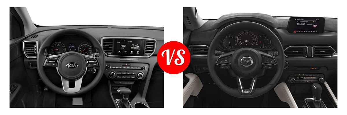 2020 Kia Sportage SUV EX / LX / S / SX Turbo vs. 2020 Mazda CX-5 SUV Grand Touring - Dashboard Comparison