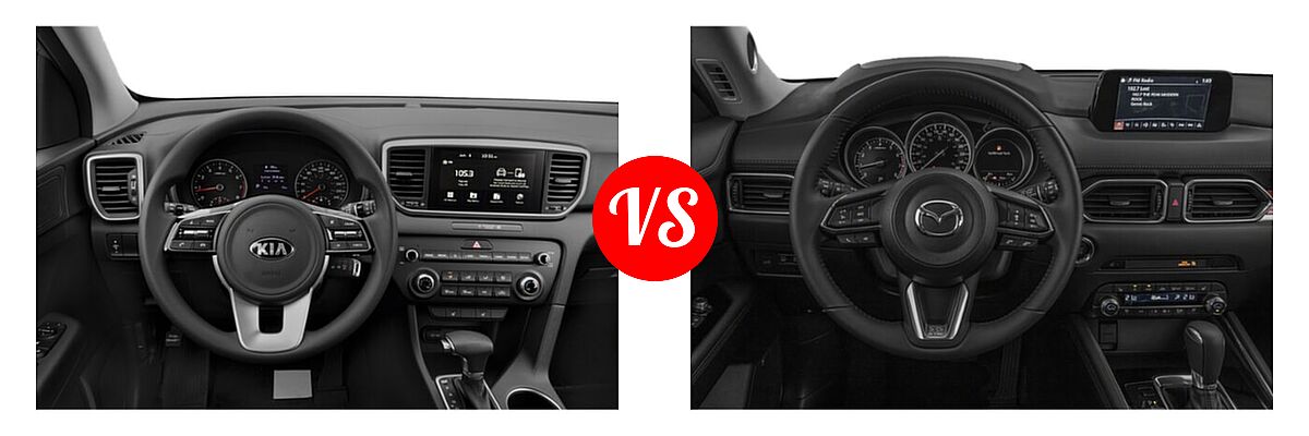 2020 Kia Sportage SUV EX / LX / S / SX Turbo vs. 2020 Mazda CX-5 SUV Signature - Dashboard Comparison
