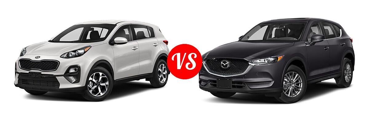 2020 Kia Sportage SUV EX / LX / S / SX Turbo vs. 2020 Mazda CX-5 SUV Touring - Front Left Comparison