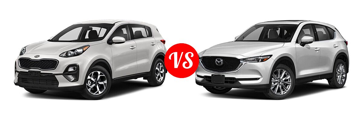 2020 Kia Sportage SUV EX / LX / S / SX Turbo vs. 2020 Mazda CX-5 SUV Grand Touring - Front Left Comparison