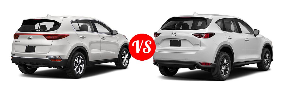 2020 Kia Sportage SUV EX / LX / S / SX Turbo vs. 2020 Mazda CX-5 SUV Sport - Rear Right Comparison