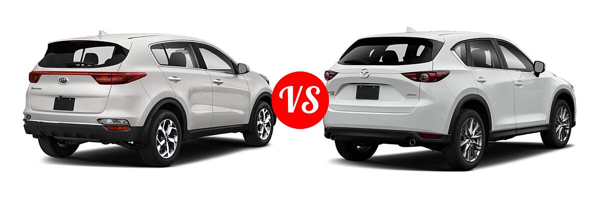 2020 Kia Sportage SUV EX / LX / S / SX Turbo vs. 2020 Mazda CX-5 SUV Grand Touring Reserve - Rear Right Comparison
