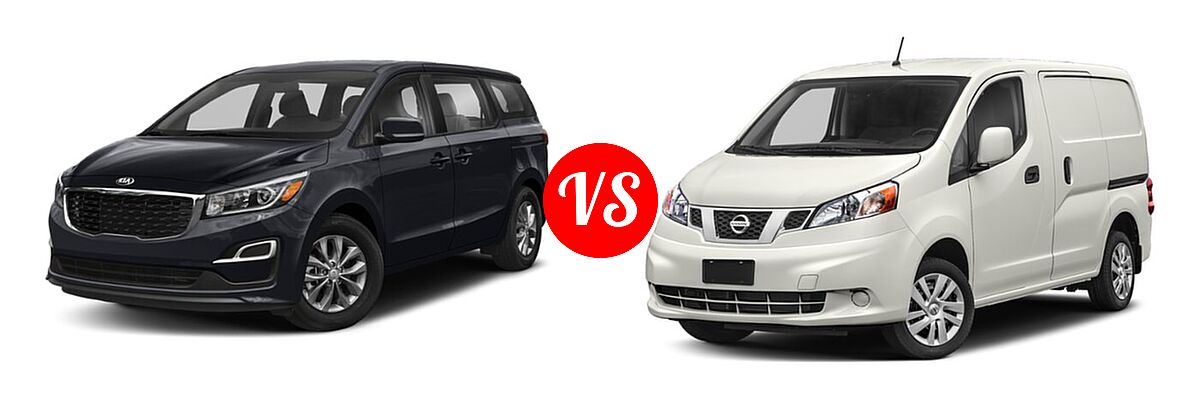 2020 Kia Sedona Minivan L / LX vs. 2019 Nissan NV200 Minivan S / SV - Front Left Comparison