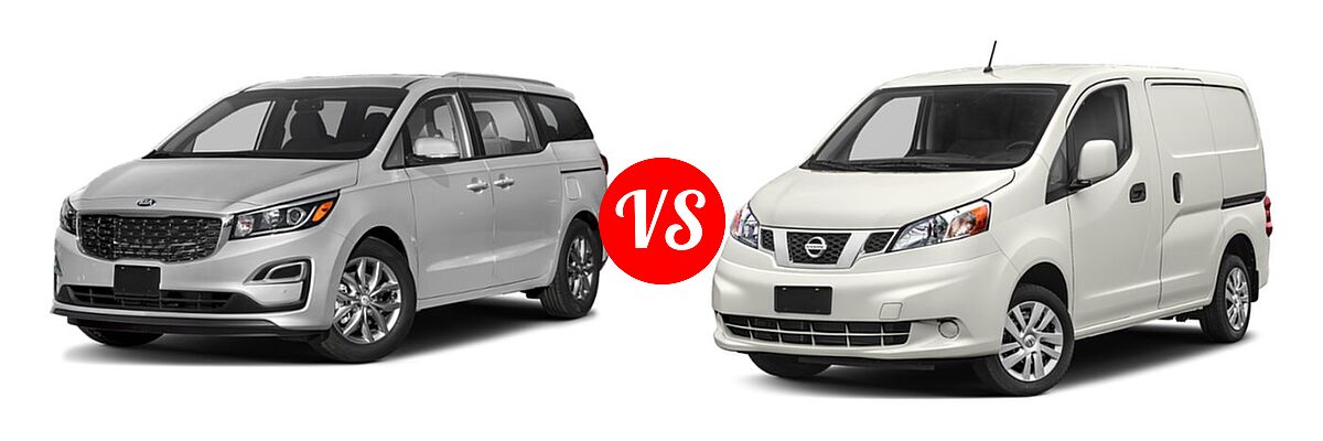 2020 Kia Sedona Minivan EX vs. 2019 Nissan NV200 Minivan S / SV - Front Left Comparison