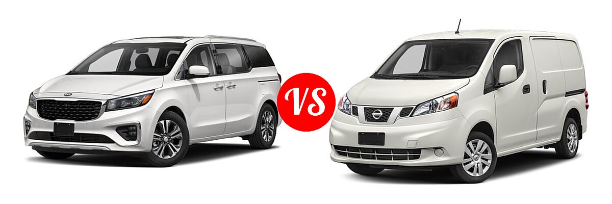2020 Kia Sedona Minivan SX vs. 2019 Nissan NV200 Minivan S / SV - Front Left Comparison