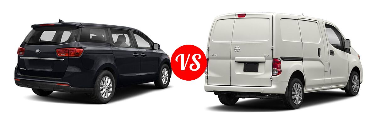 2020 Kia Sedona Minivan L / LX vs. 2019 Nissan NV200 Minivan S / SV - Rear Right Comparison