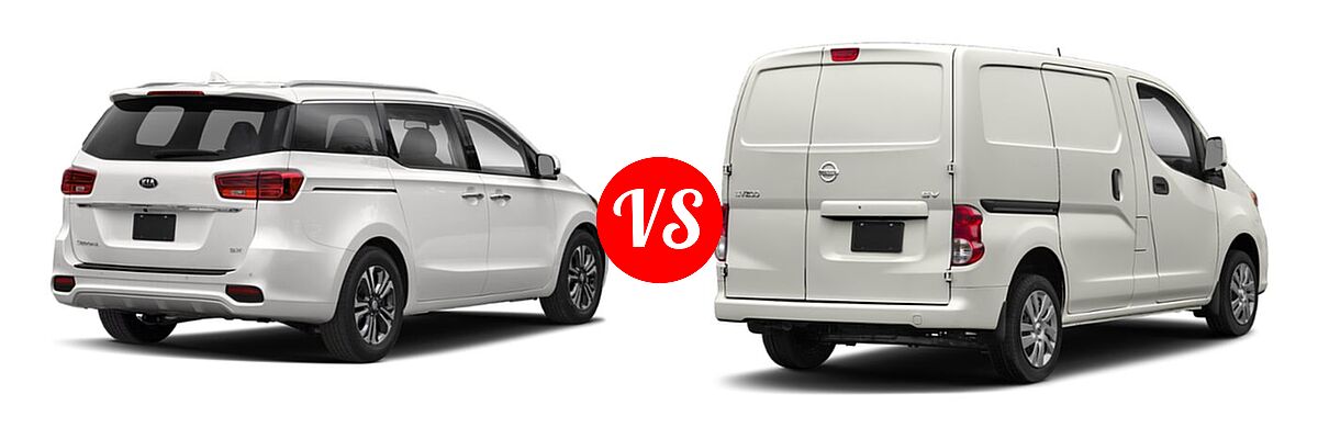 2020 Kia Sedona Minivan SX vs. 2019 Nissan NV200 Minivan S / SV - Rear Right Comparison