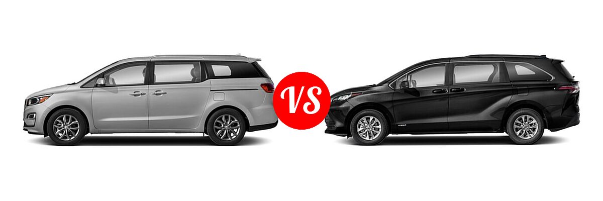 2020 Kia Sedona Minivan EX vs. 2021 Toyota Sienna Minivan Hybrid LE - Side Comparison