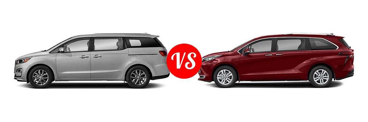 2020 Kia Sedona Minivan EX vs. 2021 Toyota Sienna Minivan Hybrid Limited - Side Comparison