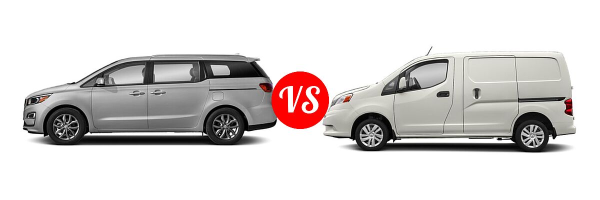 2020 Kia Sedona Minivan EX vs. 2019 Nissan NV200 Minivan S / SV - Side Comparison