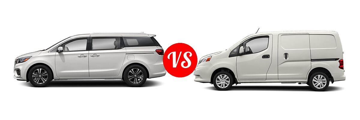 2020 Kia Sedona Minivan SX vs. 2019 Nissan NV200 Minivan S / SV - Side Comparison